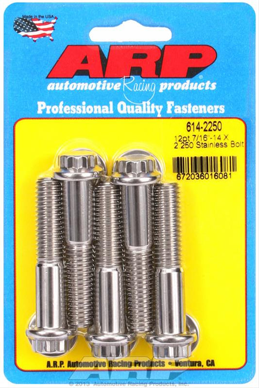 ARP BOLT 7/16"-14 12pt 2.250"UHL SS 5pk 614-2250